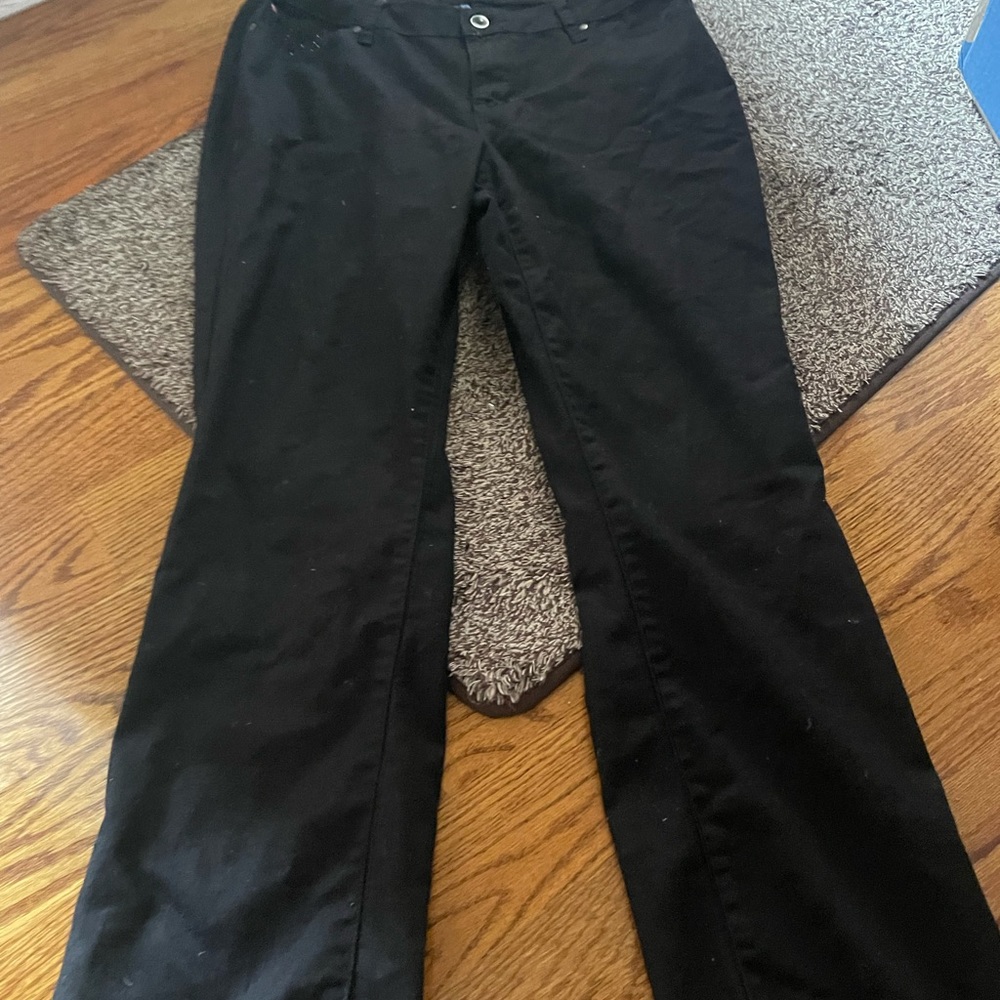 APT. 9 STRAIGHT LEG MODERN FIT SIZE 12 BLACK DENIM STRETCH JEANS BLING CUTE